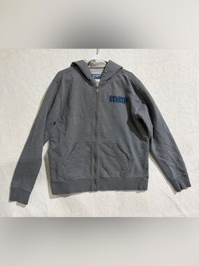 Authentic M&M’s Gray Full Zip Embroiderd Front Pocket Hoodie Sweatshirt Jacket L